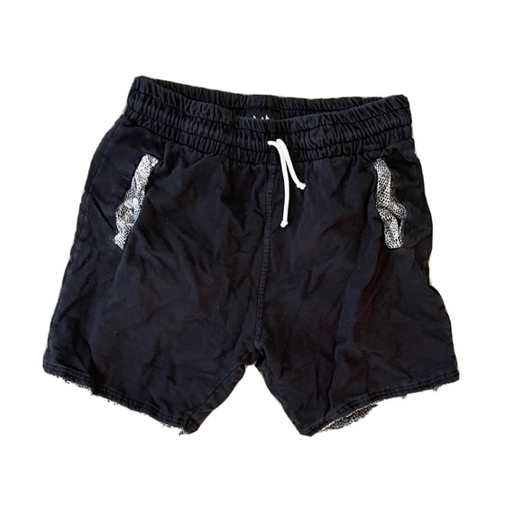 Vintage RAD 90s black two toned cotton shorts sweatpants material unisex - Picture 1 of 9